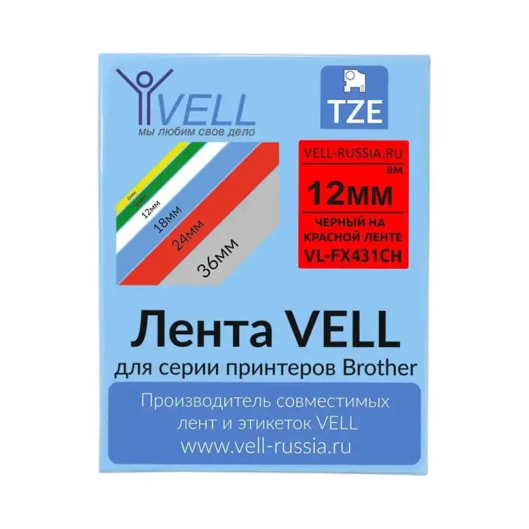 Лента для Puty PT-100E/100ECH/Brother D200/E110/ D600/E300/2700/ P700/E550/P900 Vell VL-FX431CH 1350644