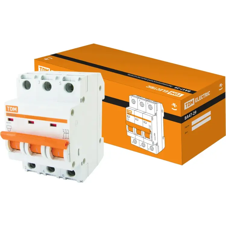 Автомат TDM ELECTRIC ВА47-29 3Р, 5 А, 4,5 кА, В SQ0206-0037