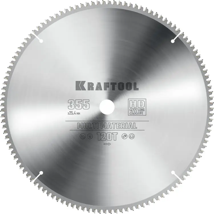Диск пильный по алюминию KRAFTOOL Multi material 36953-355-25.4 Диск пильный по алюминию KRAFTOOL Multi material 36953-355-25.4