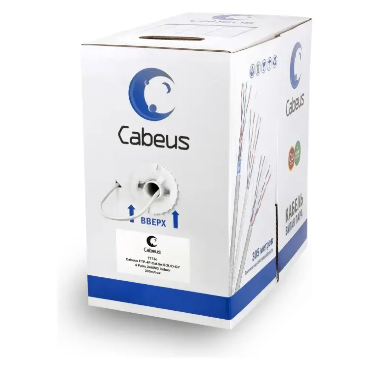 Одножильный кабель Cabeus FTP-4P-Cat.5e-SOLID-LSZH-GY
