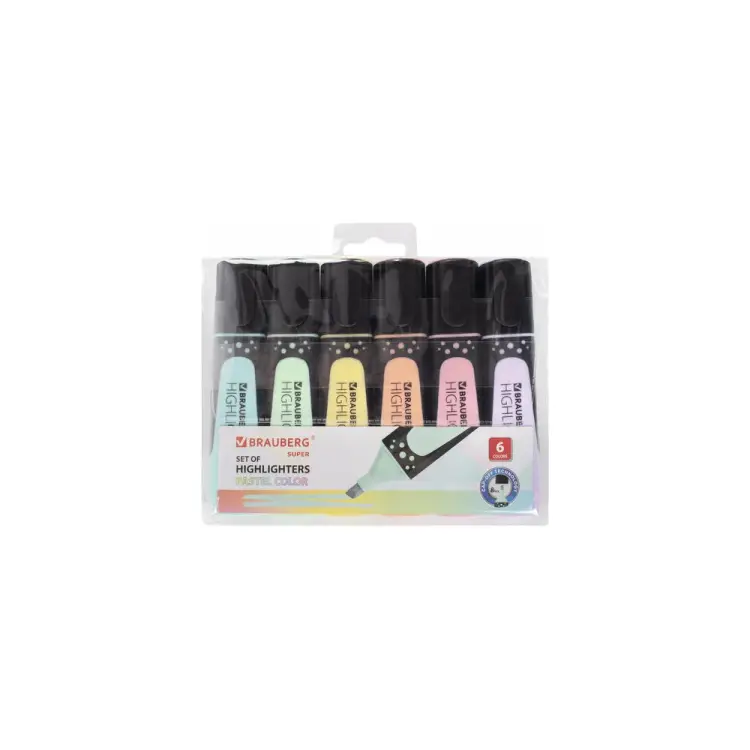 Текстовыделители BRAUBERG SUPER PASTEL 151757