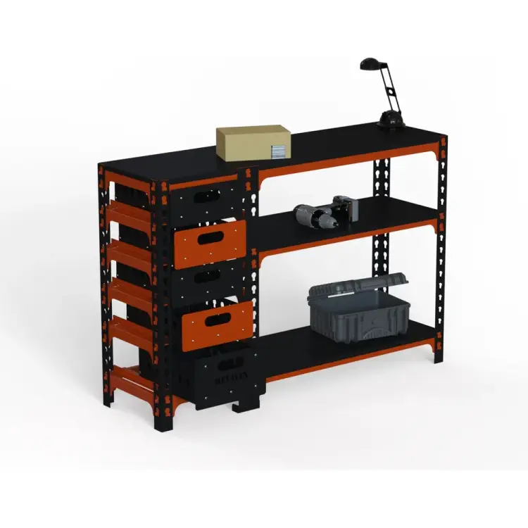 Стол-верстак ООО Металекс c одной тумбой, 950x1600x400 мм оранжево-чёрный 111166