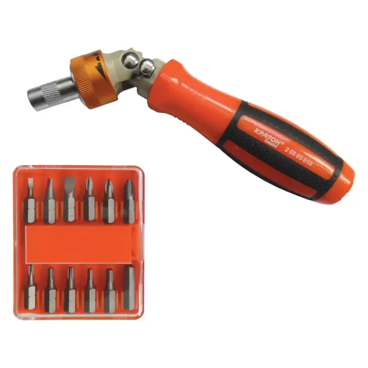 Реврсивно-рычажная отвертка-держатель бит Кратон Complect 2 09 05 010