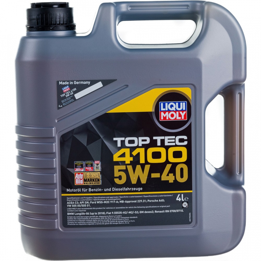 Синтетическое моторное масло LIQUI MOLY Top Tec 4100 5W-40 SN/CF;A3/B4/C3