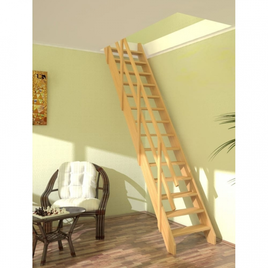Прямая деревянная лестница ТДВ Стандарт ЛМ-03