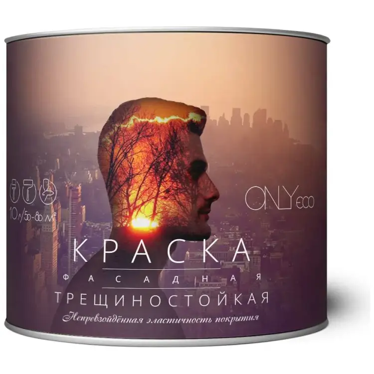 Акриловая фасадная трещиностойкая краска ONLYeco OEC-992-5-5 Акриловая фасадная трещиностойкая краска ONLYeco OEC-992-5-5