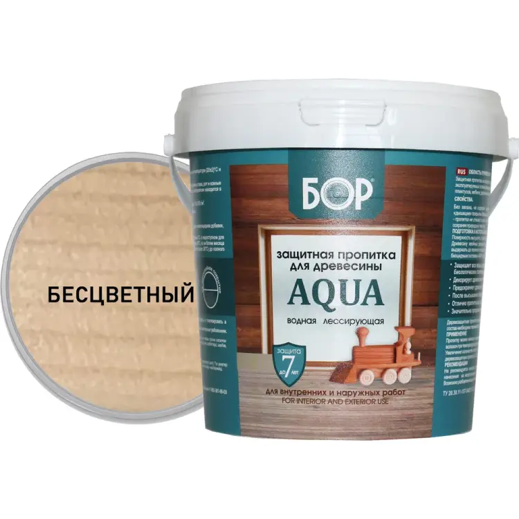 Защитная пропитка для древесины Бор AQUA 4690417079926 Защитная пропитка для древесины Бор AQUA 4690417079926