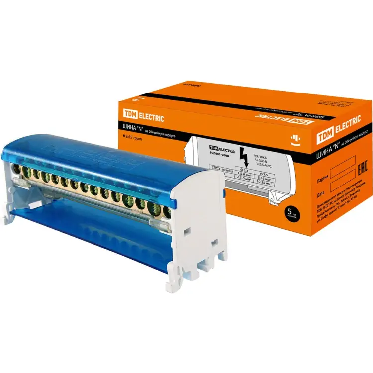 Нулевая шина на DIN-рейку TDM ELECTRIC SQ0801-0008