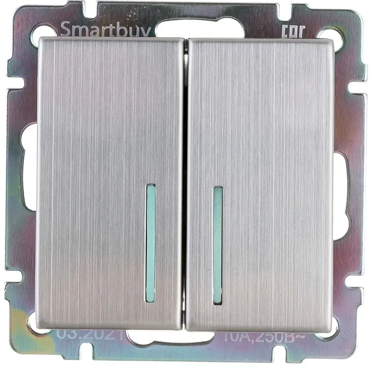 Двухклавишный выключатель Smartbuy Нептун SBE-05gn-10-SW2-1