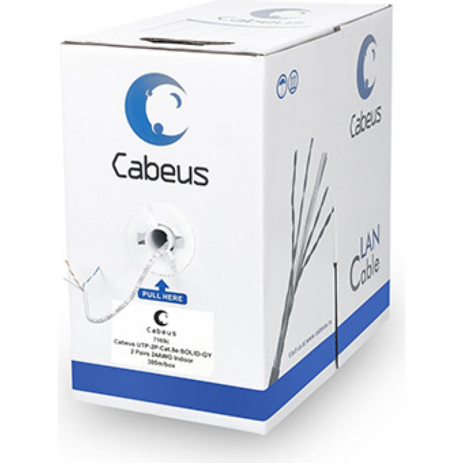 Одножильный кабель Cabeus UTP-2P-Cat.5e-SOLID-GY