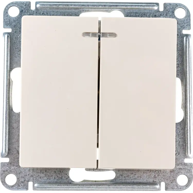 Двухклавишный выключатель Systeme Electric Бежевый с подсветкой, сх.5а, 10АХ ATN000253