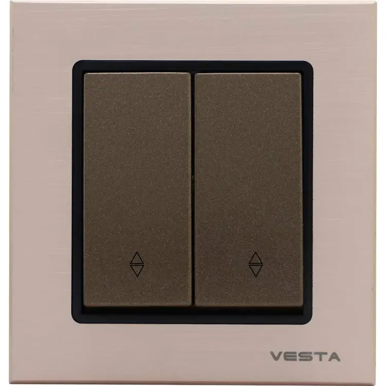 Реверсивный двухклавишный выключатель Vesta Electric Exclusive Champagne Metallic FVK050205BSH