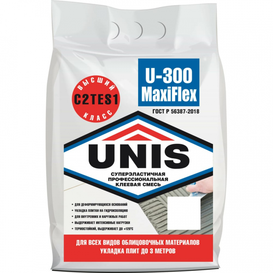 Плиточный клей UNIS U-300 MaxiFlex