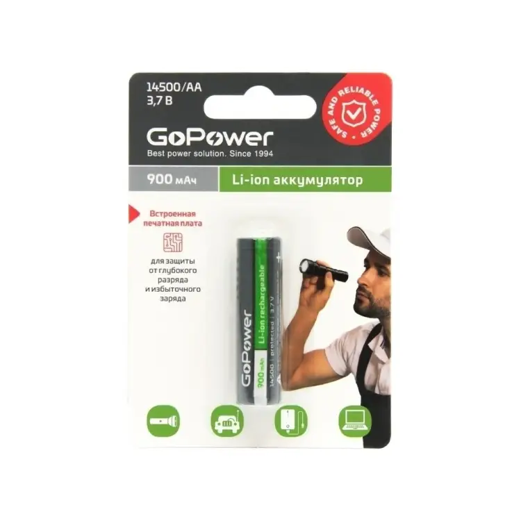 Аккумулятор GoPower Li-ion 14500 00-00018357