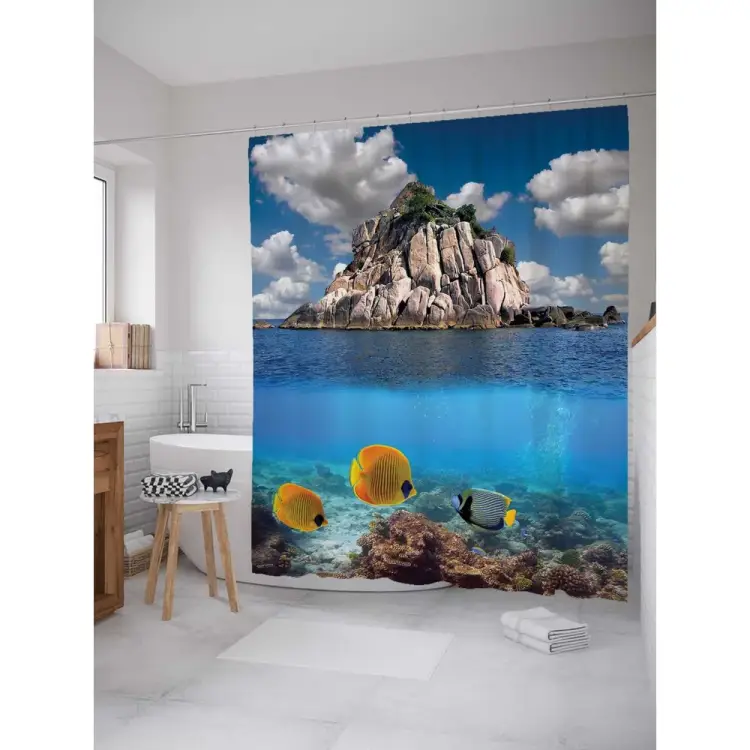 Шторка-занавеска для ванной JOYARTY Скалистый остров sc_2610