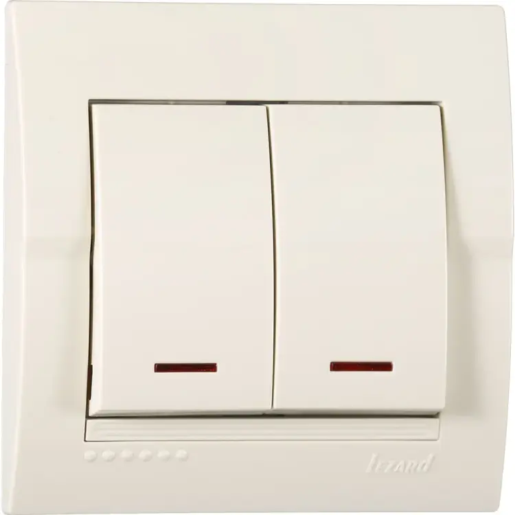 Выключатель Lezard х2 с подсветкой ПБТ крем 702-0303-112