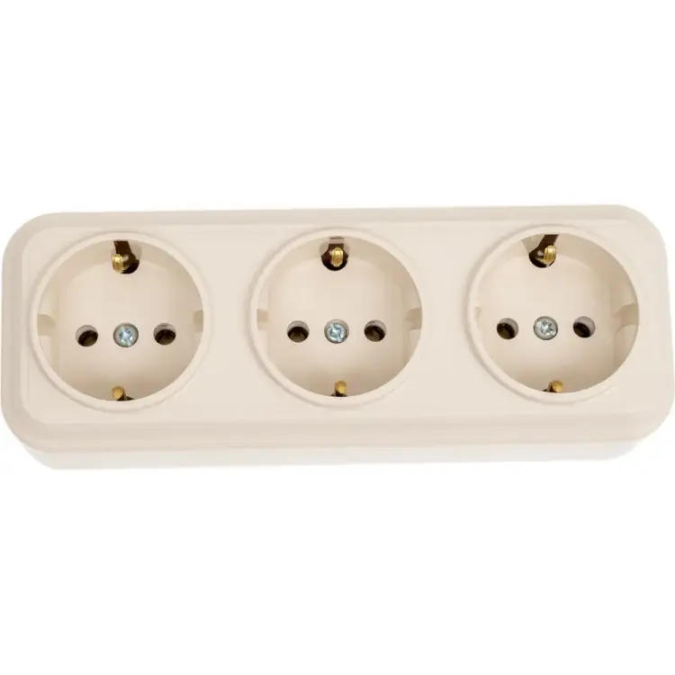 Трехместная розетка BYLECTRICA ВАРИАНТ РА16-0162 бежевый