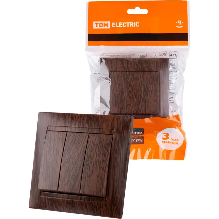 Трехклавишный выключатель TDM ELECTRIC Лама SQ1815-0403