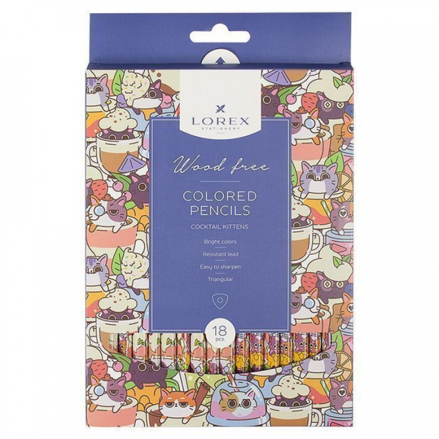 Набор цветных карандашей LOREX WOOD FREE COCKTAIL KITTENS