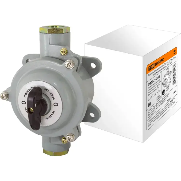 Пакетный выключатель TDM ELECTRIC ПВ2-16 2П 16А 220В, силуминовый корпус, IP56 SQ0723-0065
