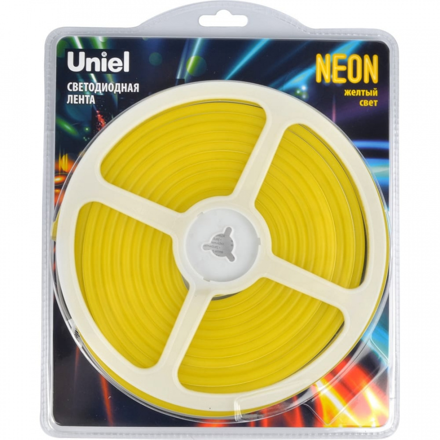 Гибкая светодиодная лента Uniel NEON ULS-N01-2835-120LED/m-6mm-IP67-DC12V-9W/m-5M-YELLOW