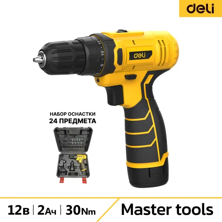 Аккумуляторная дрель шуруповерт DELI DL-DZ12-6A2 164631 Аккумуляторная дрель шуруповерт DELI DL-DZ12-6A2 164631