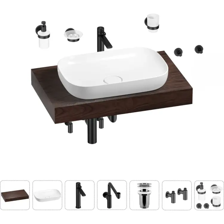 Комплект мебели для ванной комнаты с раковиной Wellsee Genuine Tree 201014077