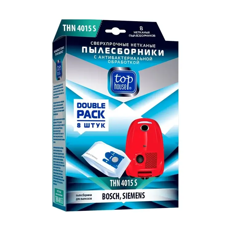Сверхпрочные нетканые пылесборники TOP HOUSE THN 4015 S 393453 Сверхпрочные нетканые пылесборники TOP HOUSE THN 4015 S 393453
