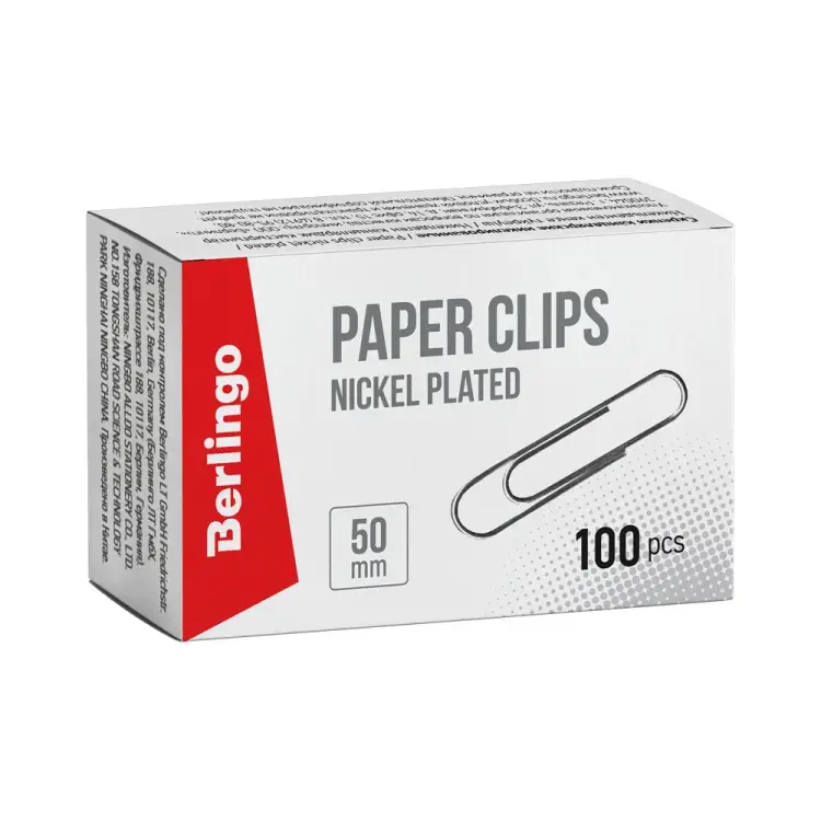 Никелированные скрепки Berlingo BK2513