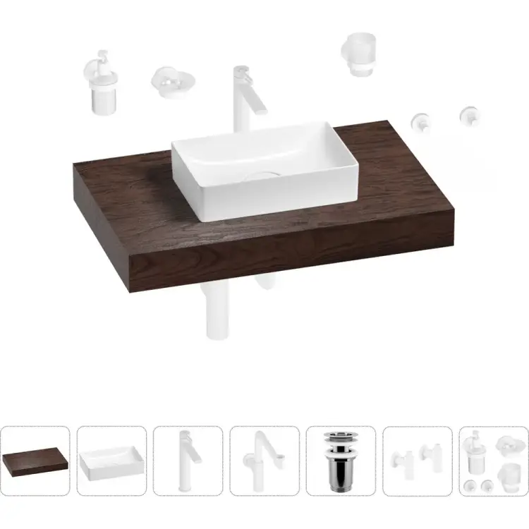 Комплект мебели для ванной комнаты с раковиной Wellsee Genuine Tree 201016880