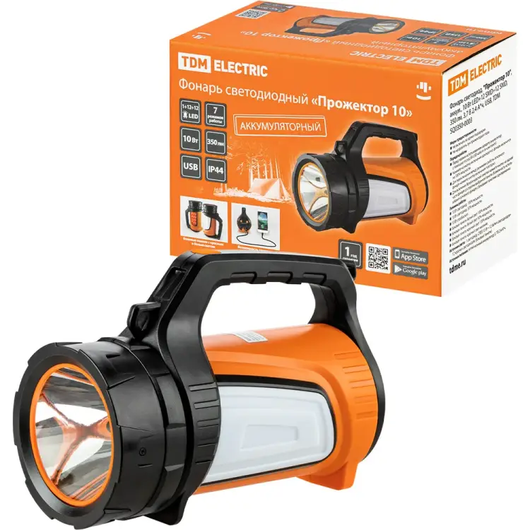 Светодиодный аккумуляторный фонарь TDM ELECTRIC Прожектор 10 SQ0350-0003