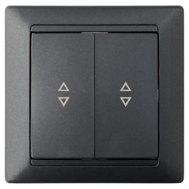 Двухклавишный проходной выключатель BYLECTRICA серия СТИЛЬ С6+6 10-847 графит