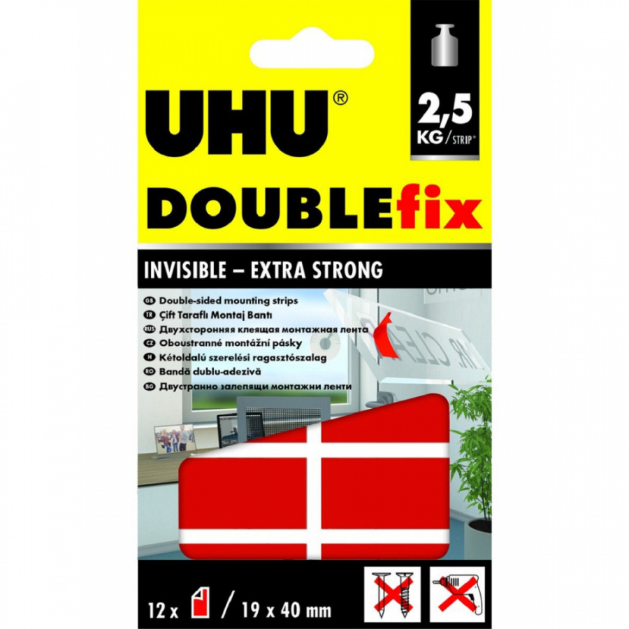 Двусторонние клеевые подушечки для стекла UHU DOUBLEfix