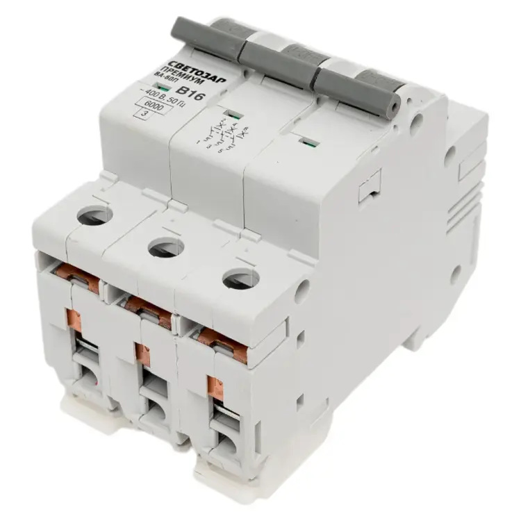 Автомат СВЕТОЗАР Премиум 3п, B, 16А, 6кА, 400В SV-49013-16-B