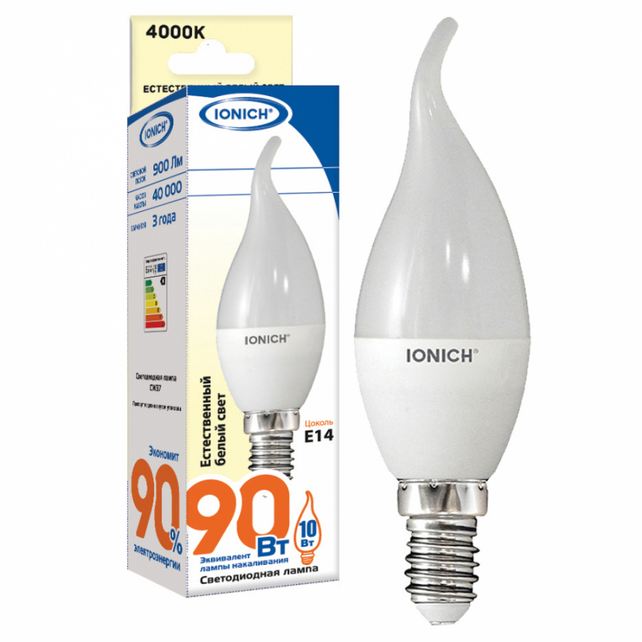 Лампа IONICH ILED-SMD2835-CW37-10-900-230-4-E14