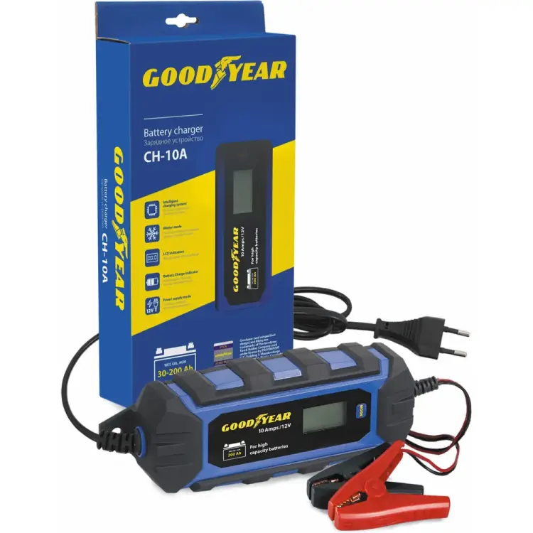 Электронное зарядное устройство для свинцово-кислотных аккумуляторов Goodyear CH-10A GY003003 Электронное зарядное устройство для свинцово-кислотных аккумуляторов Goodyear CH-10A GY003003