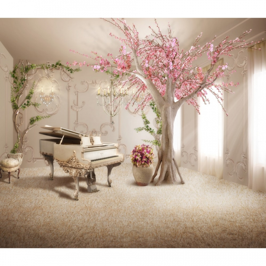 Фотообои Dekor Vinil 3D Комната с деревом и роялем