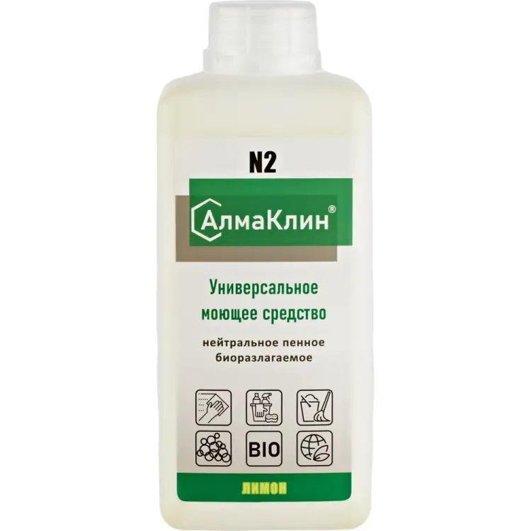 Нейтральное универсальное моющее средство ООО "БАЗОВАЯ ДЕЗИНФЕКЦИЯ" АлмаКлин N2 N2-ЛИМ-1Л