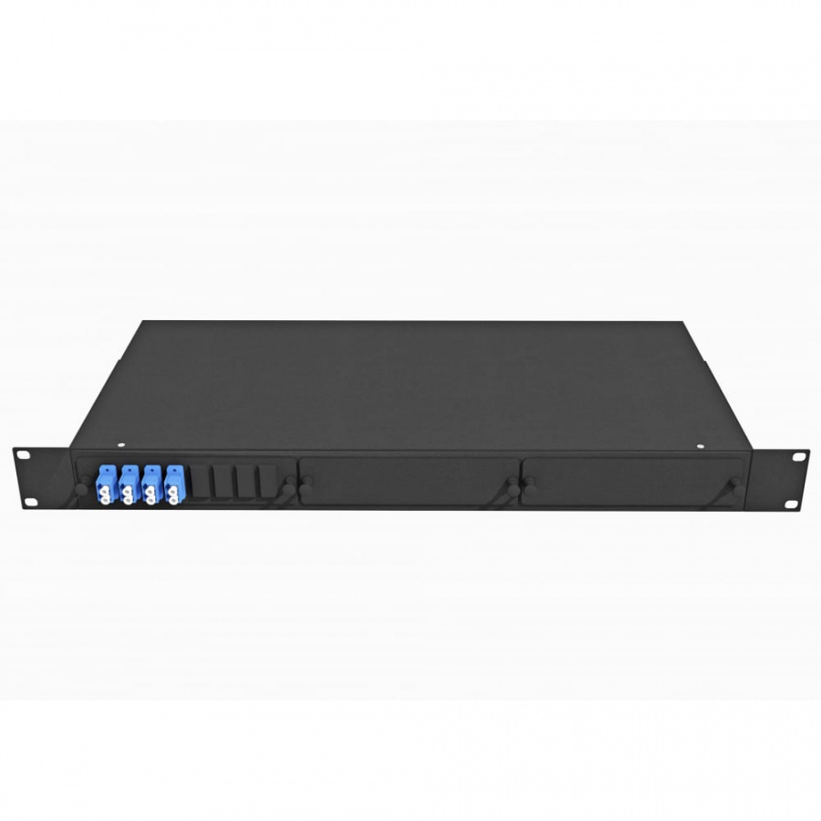 Укомплектованный одномодовый стоечный оптический кросс TopLan КРС-Top-1U-08LC/U-OS2-BK