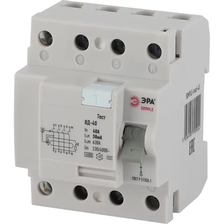 Электронное устройство защитного отключения ЭРА SIMPLE ВД-40 Б0039265