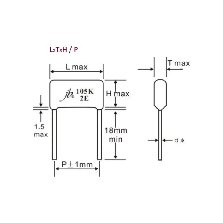 Металлопленочный конденастор JB Capacitors JFB02E225K200000B-125