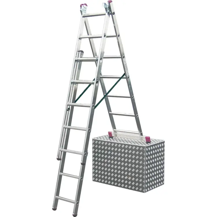 Алюминиевая трехсекционная лестница Krause Corda 3х7 013378