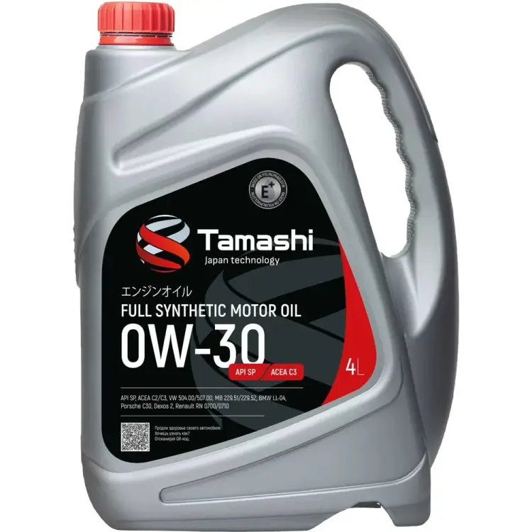 Моторное синтетическое масло Tamashi 0W-30 API SP, ACEA С3, MB 229.51, RN 0700/0710, GM Dexos 2, VW 504.00/507.00 0W30T094