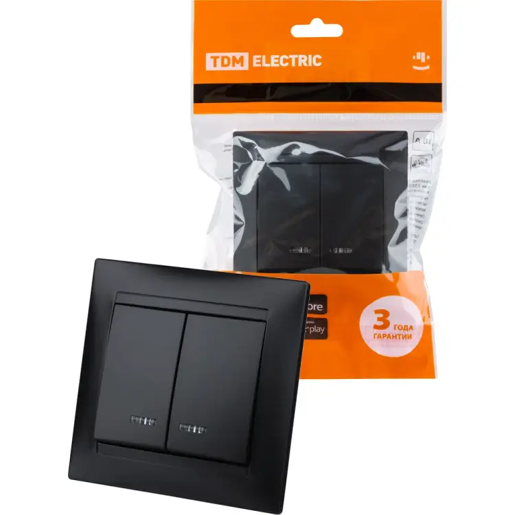 Двухклавишный выключатель TDM ELECTRIC Лама SQ1815-0605