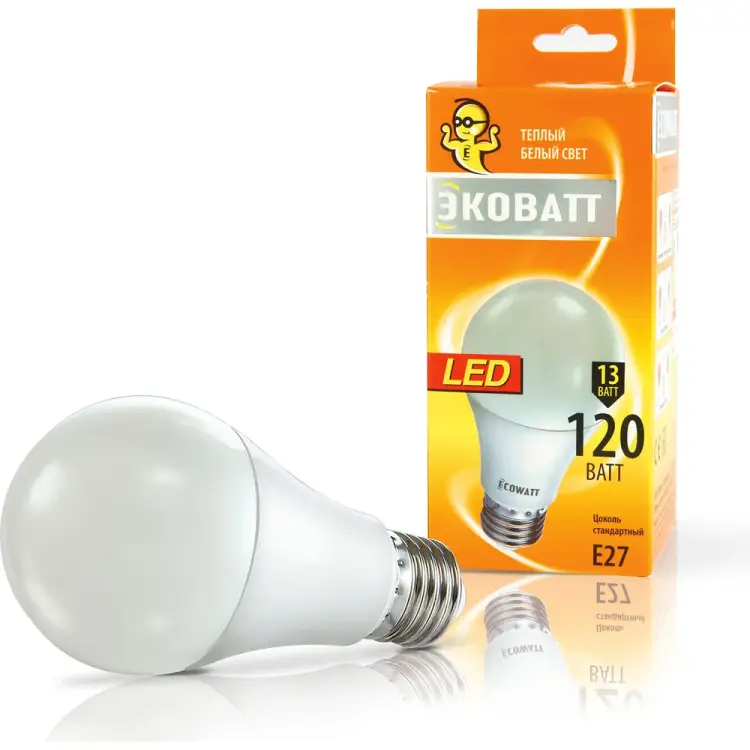 Светодиодная лампа ECOWATT A60, 230 В, 13 Вт, 2700K E27 4606400616351