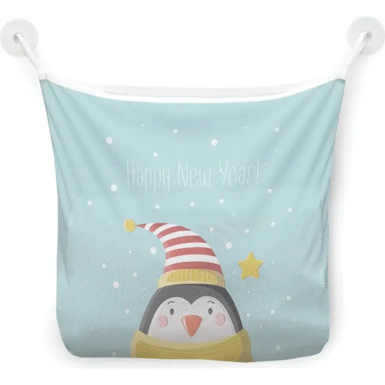 Настенная сетка-органайзер для ванной для игрушек JOYARTY Пингвин в новогоднюю ночь tgb_290615