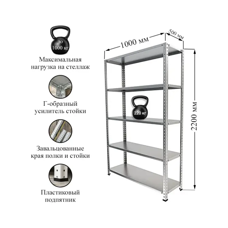 Стеллаж IRONMEBEL Optimus Hard M-СУУ2200x1000x500