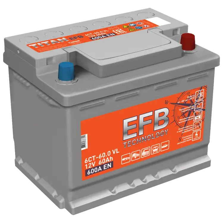 Аккумулятор TITAN EFB 60.0 VL 4607008886801