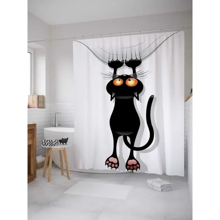 Шторка-занавеска для ванной JOYARTY Кот-шкодник sc_18507