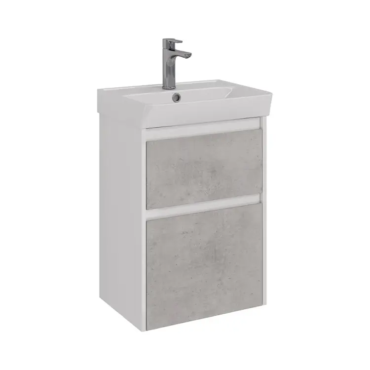 Тумба Lemark COMBI 50 см под 1 раковину, подвесная/напольная, 2 ящика, цвет фасада: Бетон, цвет корпуса: Белый гл LM03C50T-Beton Тумба Lemark COMBI 50 см под 1 раковину, подвесная/напольная, 2 ящика, цвет фасада: Бетон, цвет корпуса: Белый гл LM03C50T-Beton